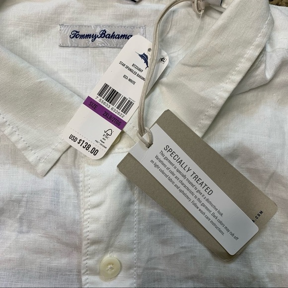 Tommy Bahama New With Tags Men's Star Spangled Bahama Flag Print Linen Shirt - Picture 10 of 12